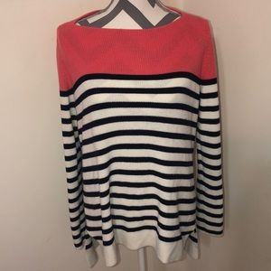 Beautiful LOFT coral navy&white striped sweater